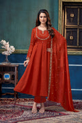 Women Ethnic Motifs Embroidered Panelled Thread Work Kurta with Trousers & With Dupatta