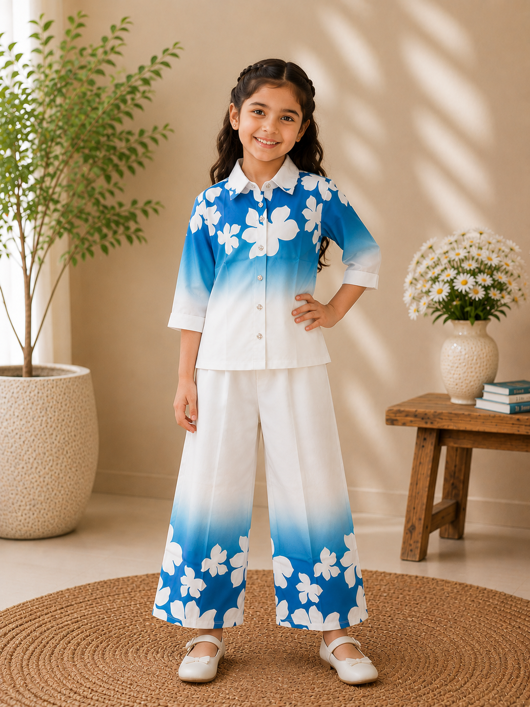 Blossom Printed Co-Ord Set for Girls – Premium Imported Cotton