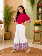 Floral Charm Pink Top & Palazzo Set