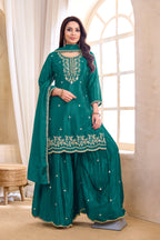 Women Silk Blend Anarkali Kurta Set with Dupatta