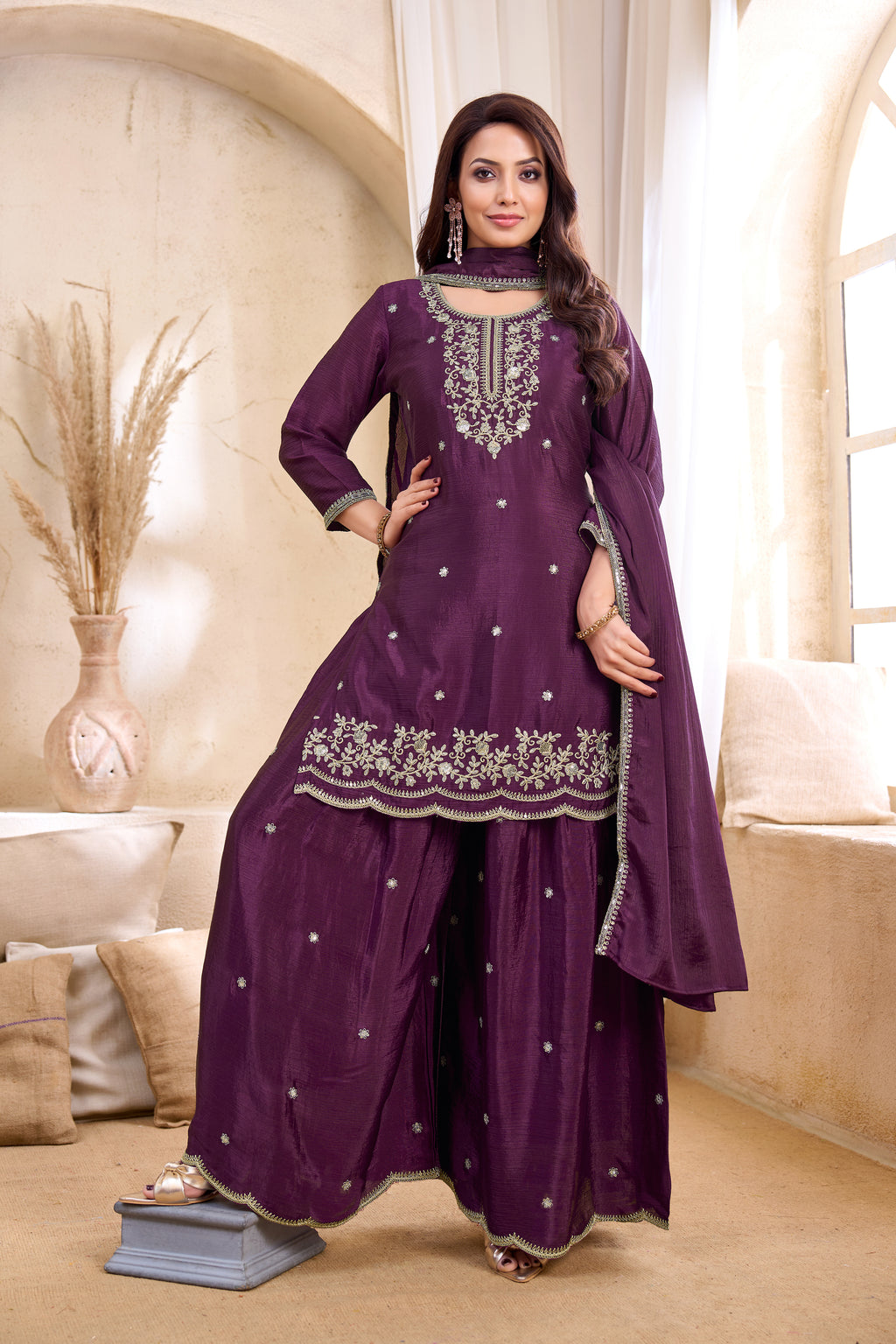 Women Silk Blend Anarkali Kurta Set with Dupatta