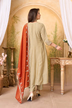 Women Designer Embroidered Anarkali Set with Pant and Printed Dupatta