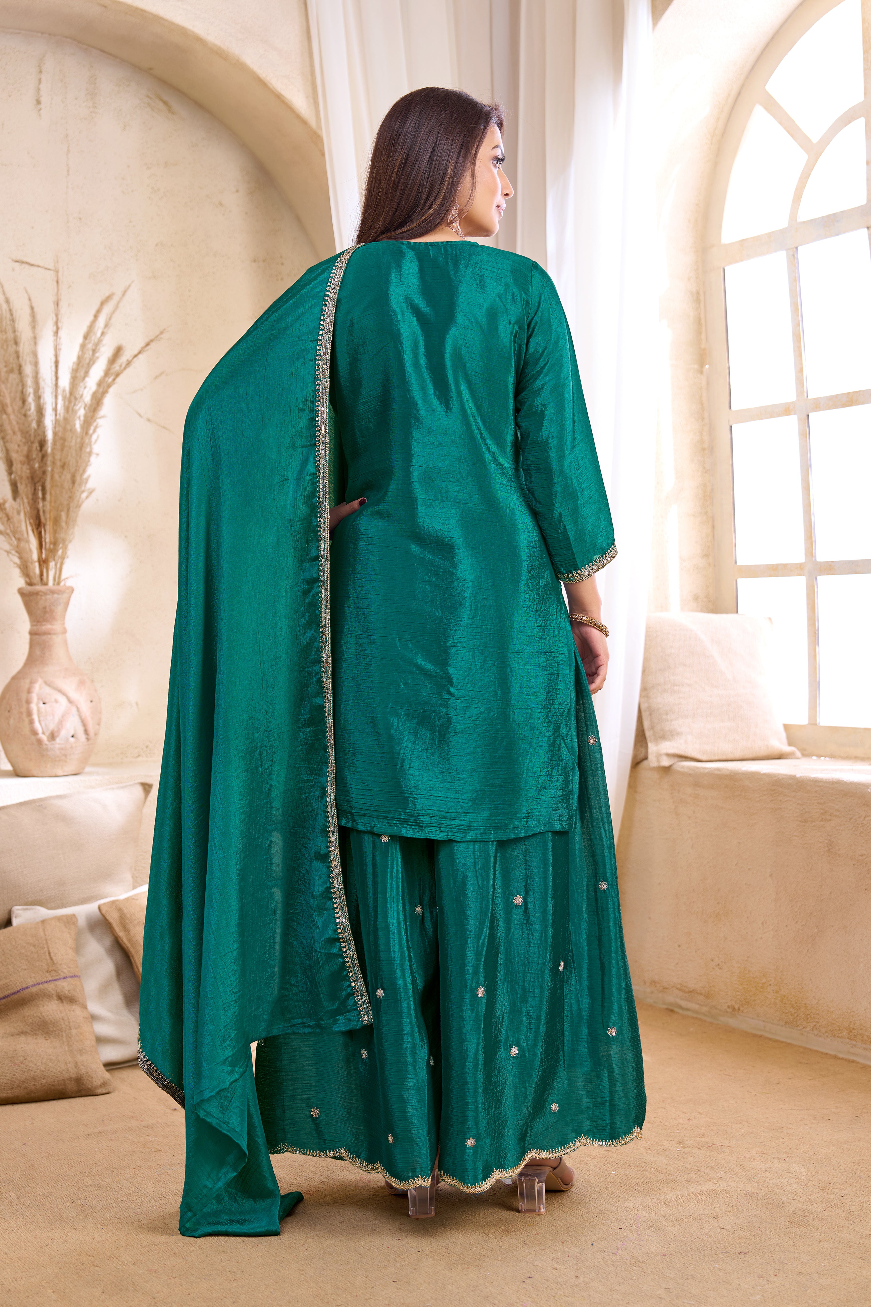 Women Silk Blend Anarkali Kurta Set with Dupatta