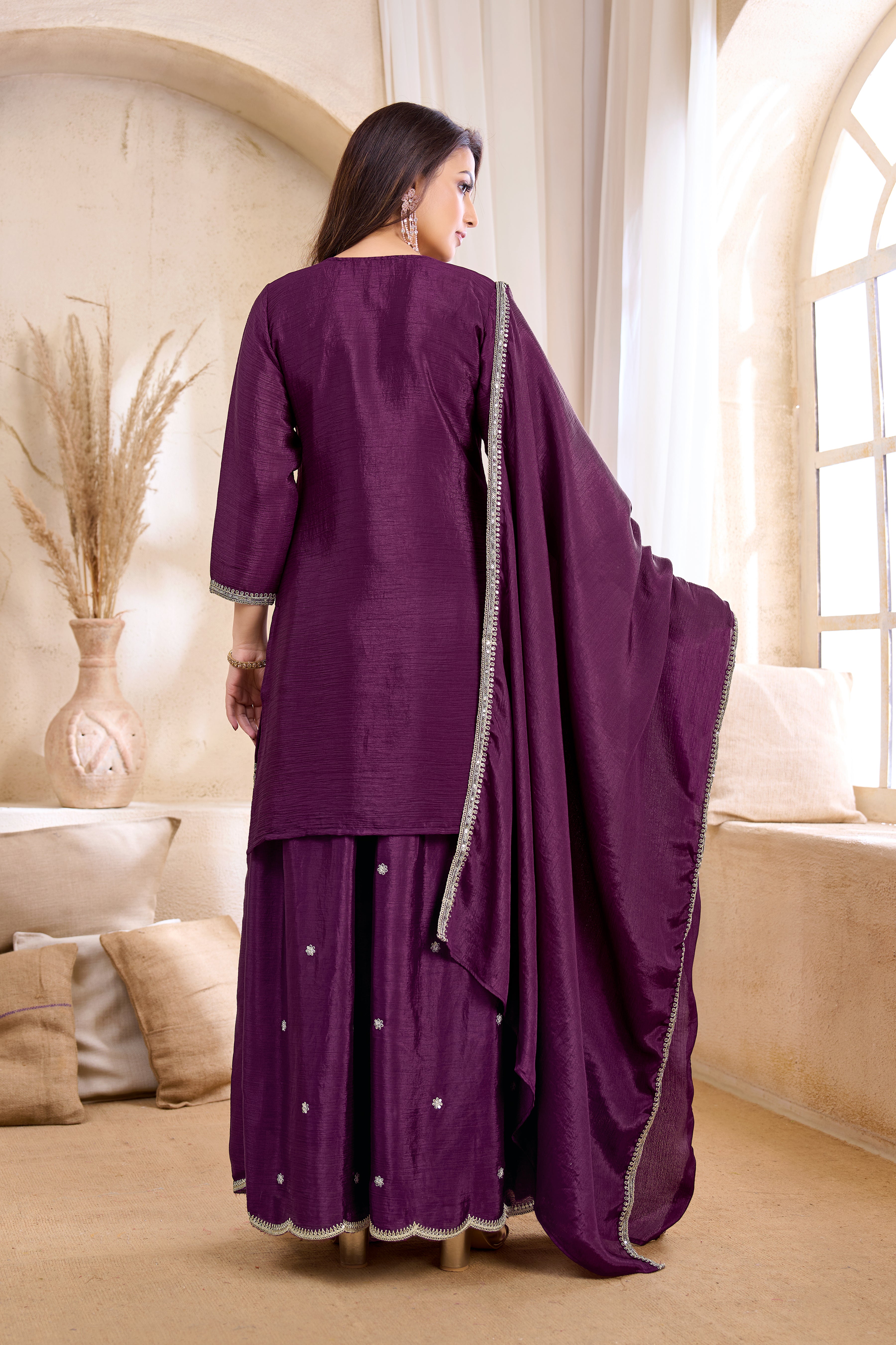 Women Silk Blend Anarkali Kurta Set with Dupatta