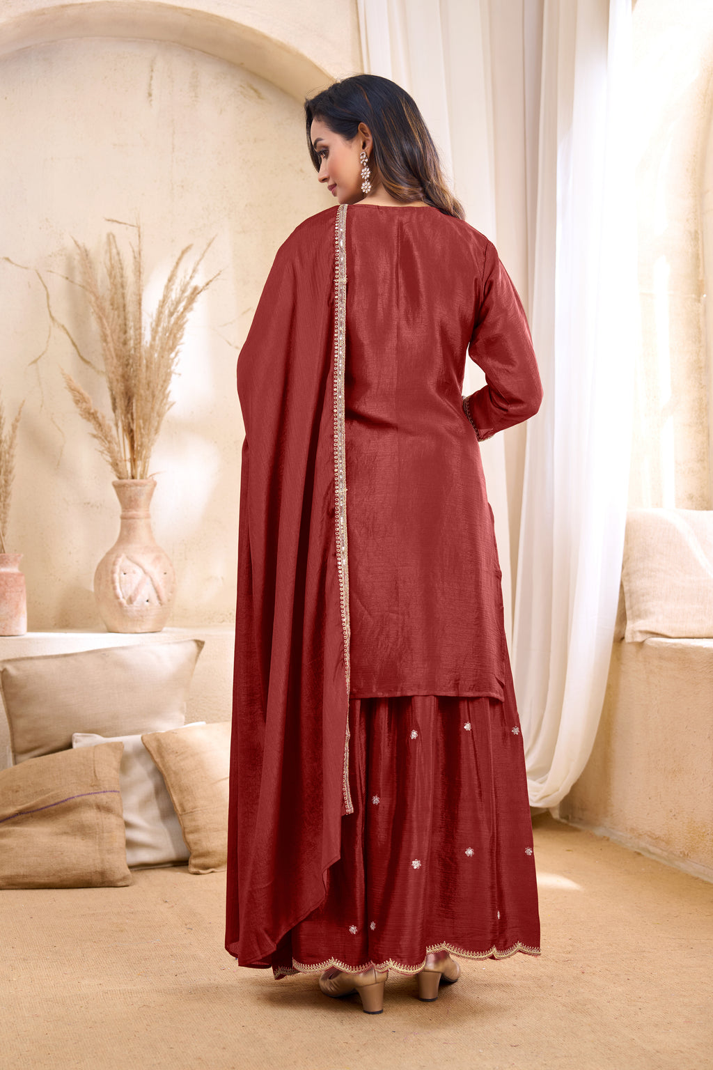 Women Silk Blend Anarkali Kurta Set with Dupatta