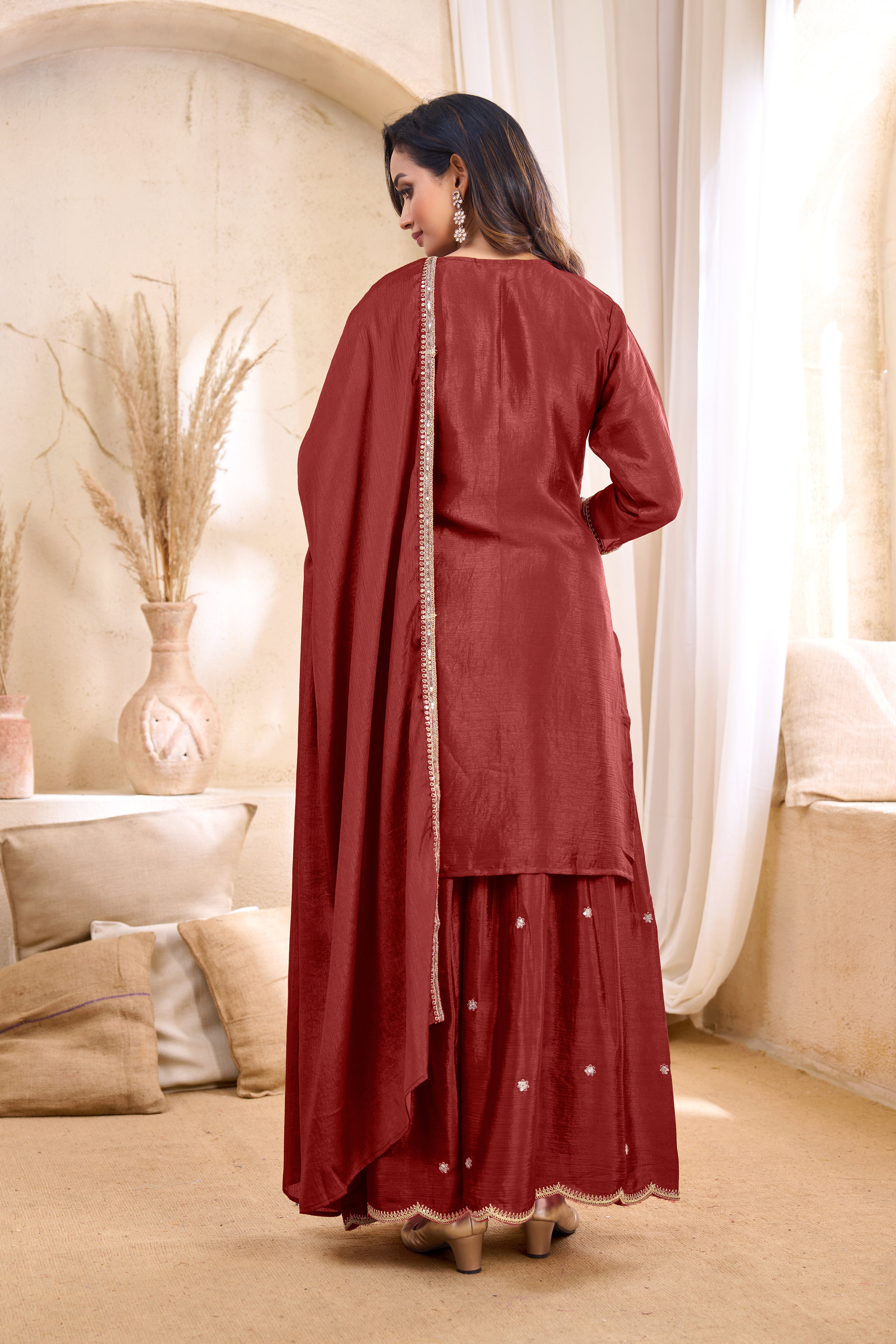 Women Silk Blend Anarkali Kurta Set with Dupatta