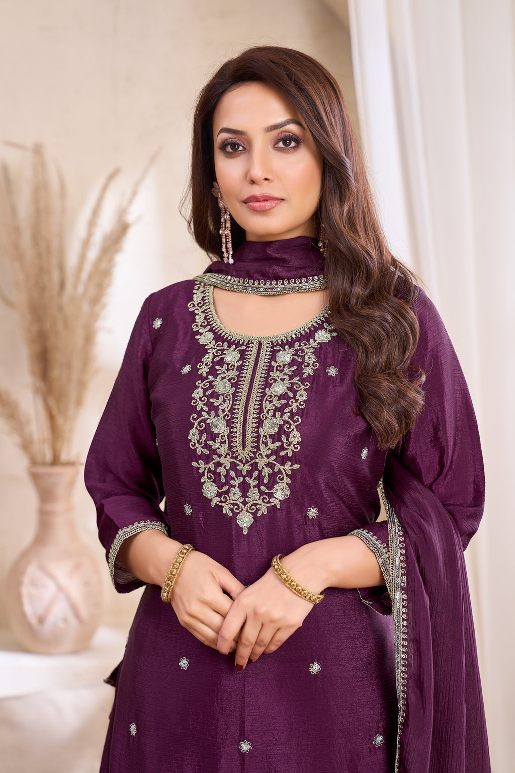 Women Silk Blend Anarkali Kurta Set with Dupatta