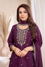 Women Silk Blend Anarkali Kurta Set with Dupatta