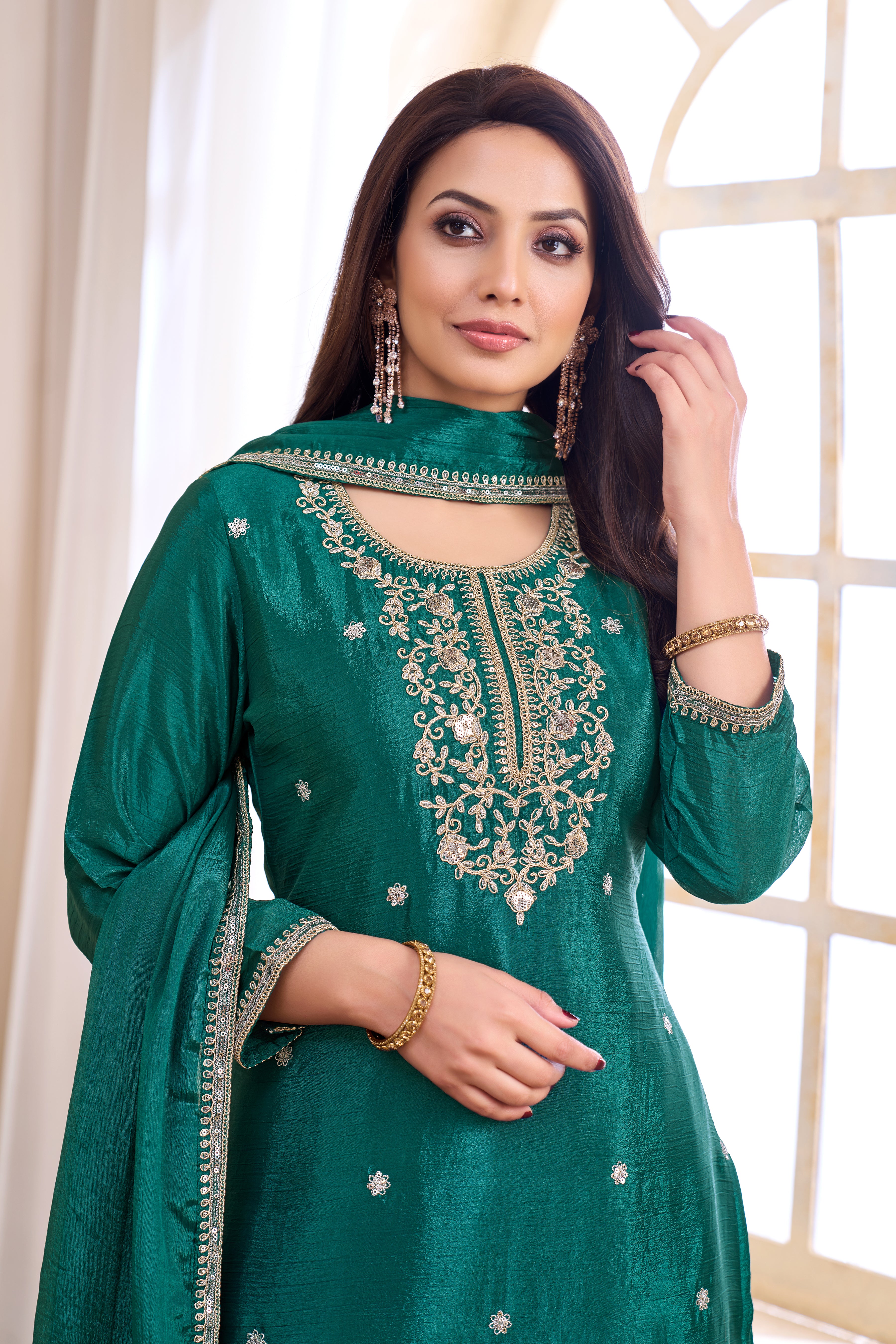 Women Silk Blend Anarkali Kurta Set with Dupatta