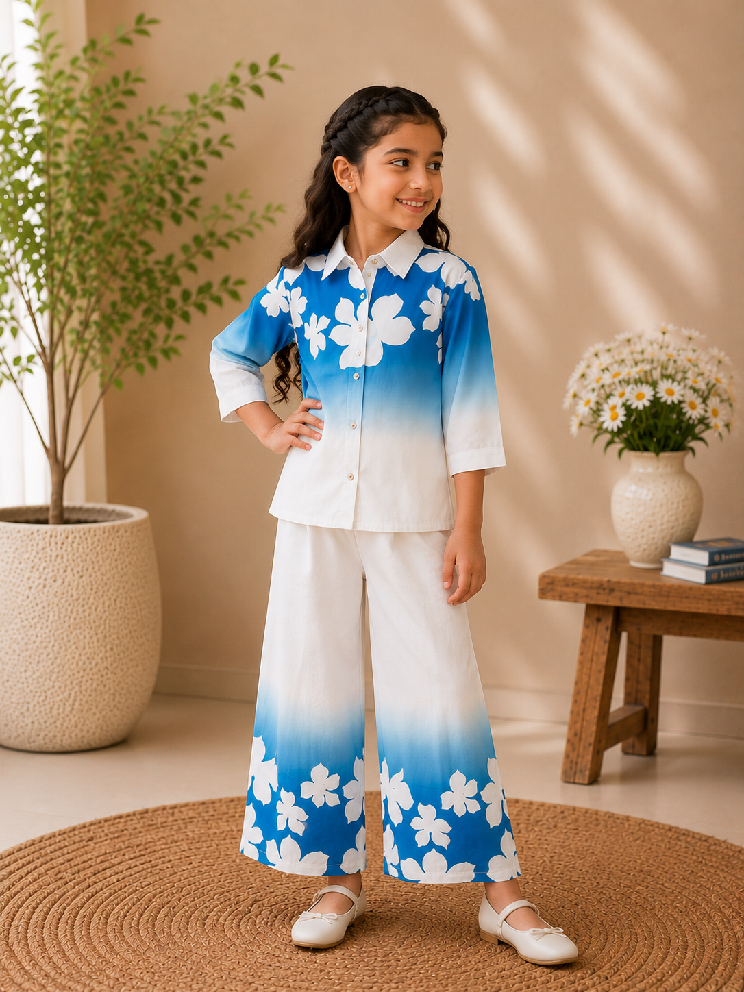 Blossom Printed Co-Ord Set for Girls – Premium Imported Cotton