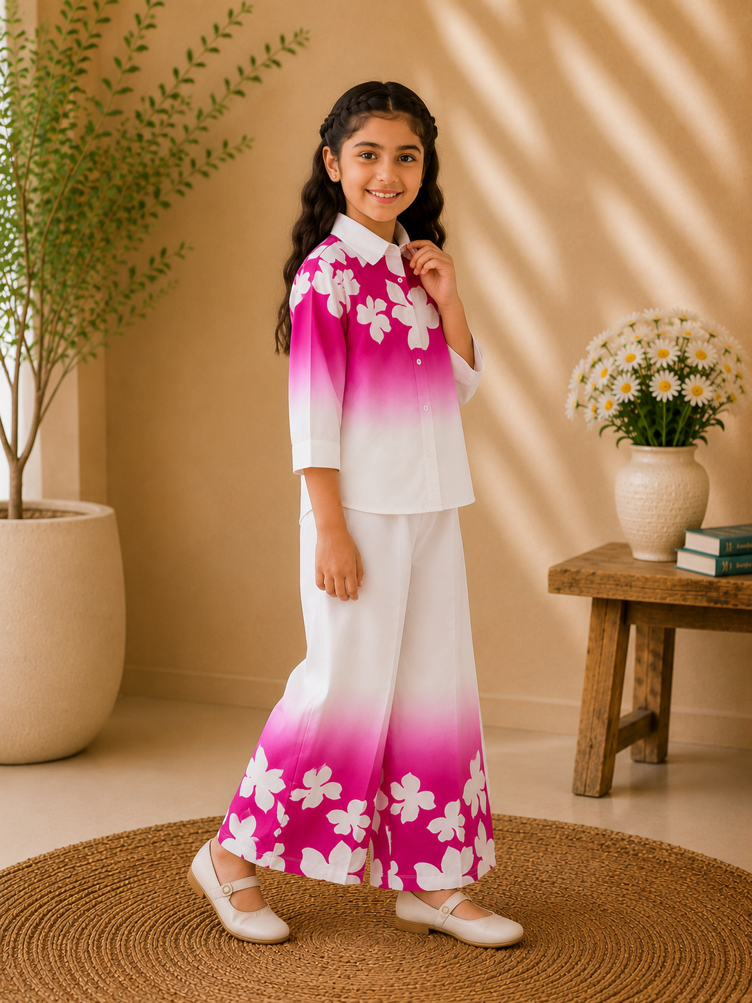 Blossom Printed Co-Ord Set for Girls – Premium Imported Cotton