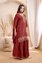 Women Silk Blend Anarkali Kurta Set with Dupatta