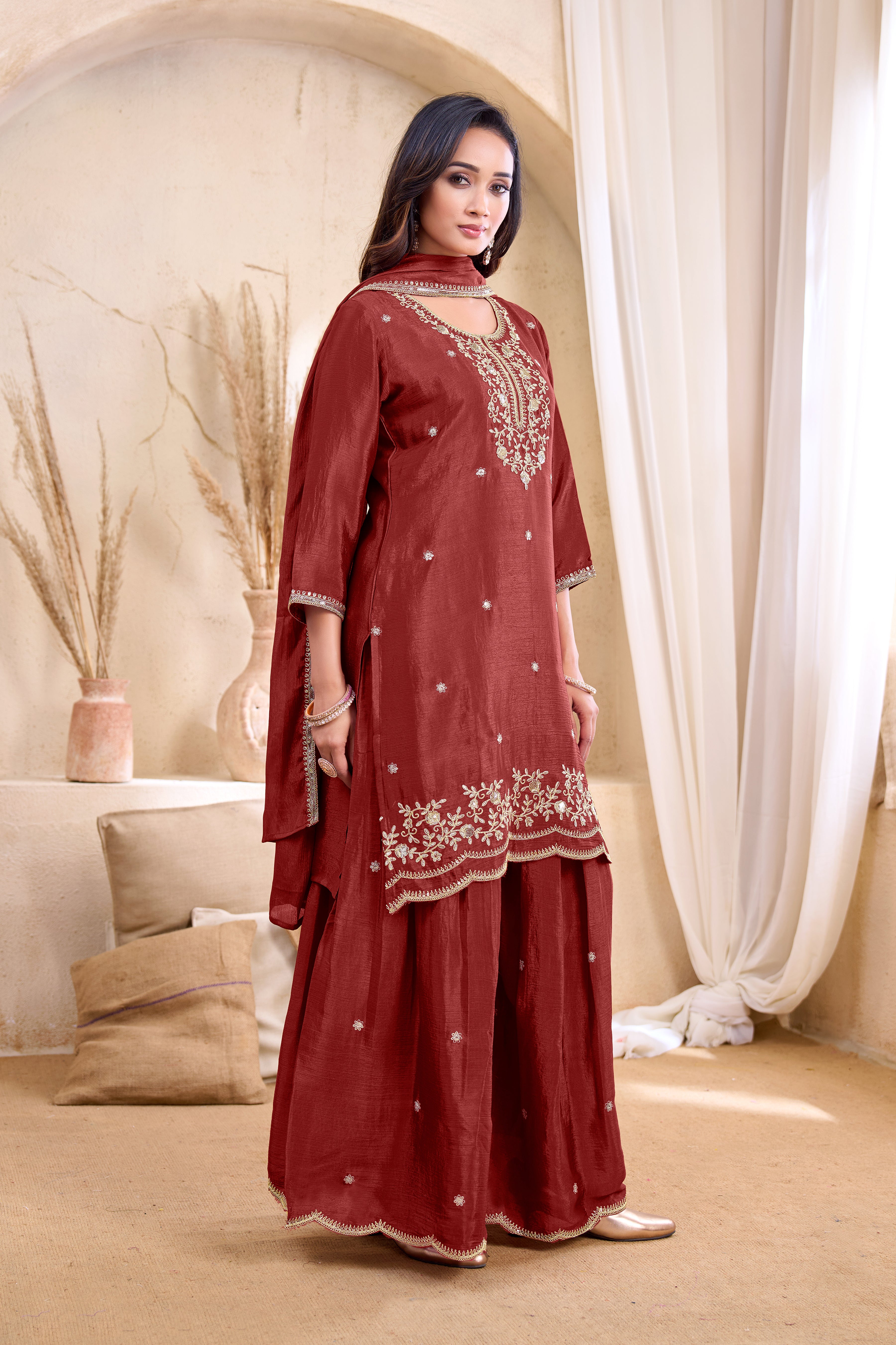 Women Silk Blend Anarkali Kurta Set with Dupatta