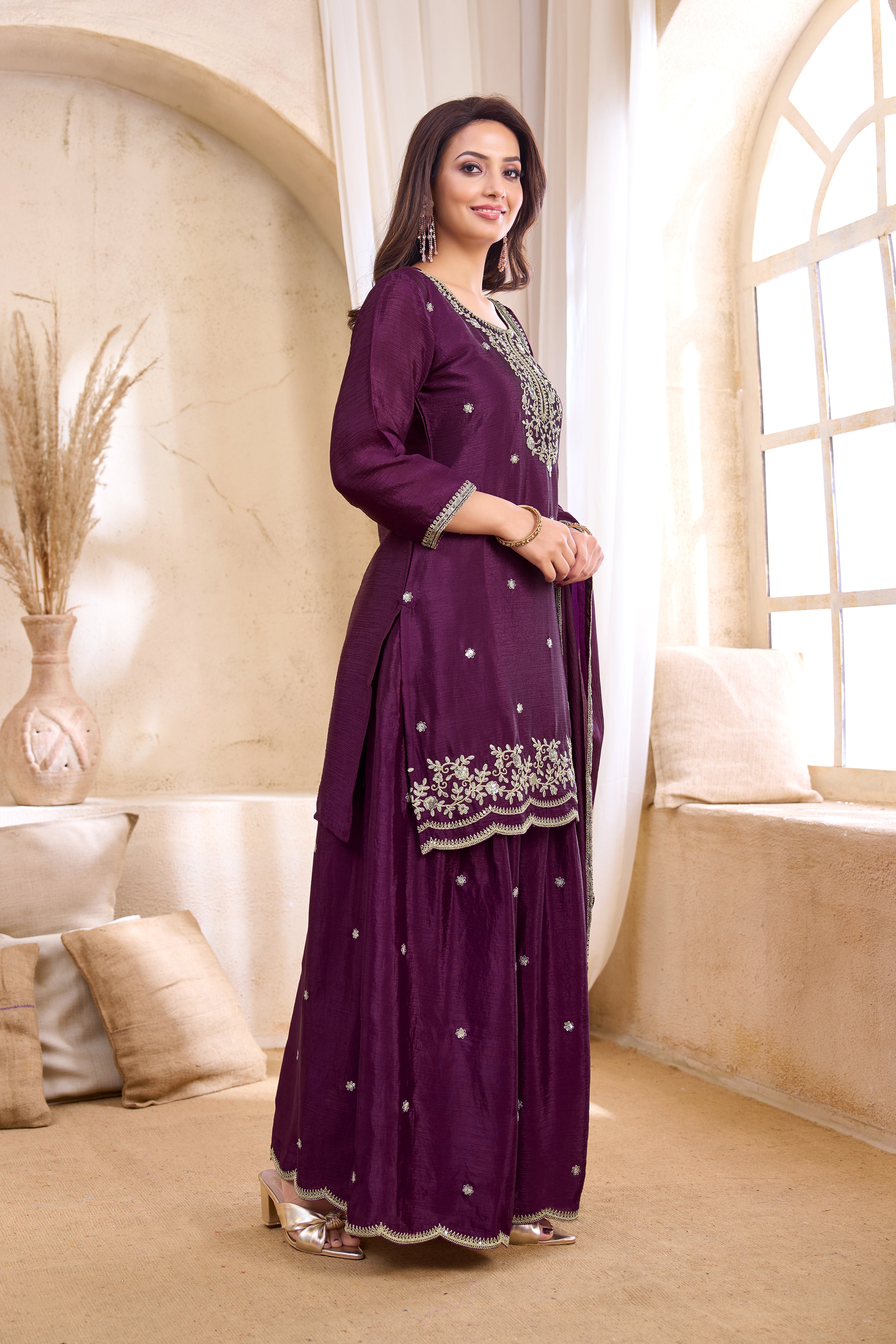 Women Silk Blend Anarkali Kurta Set with Dupatta