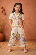 Girls Khadi Cotton Co-Ord Set – Embroidered Kids Matching Outfit