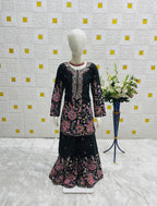 Girls Designer Chinon Silk Sharara Set with Dupatta – Embroidered Party Wear