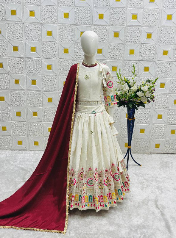 Girls Cotton Lehenga Choli with Dupatta – Embroidered Kids Ethnic Wear