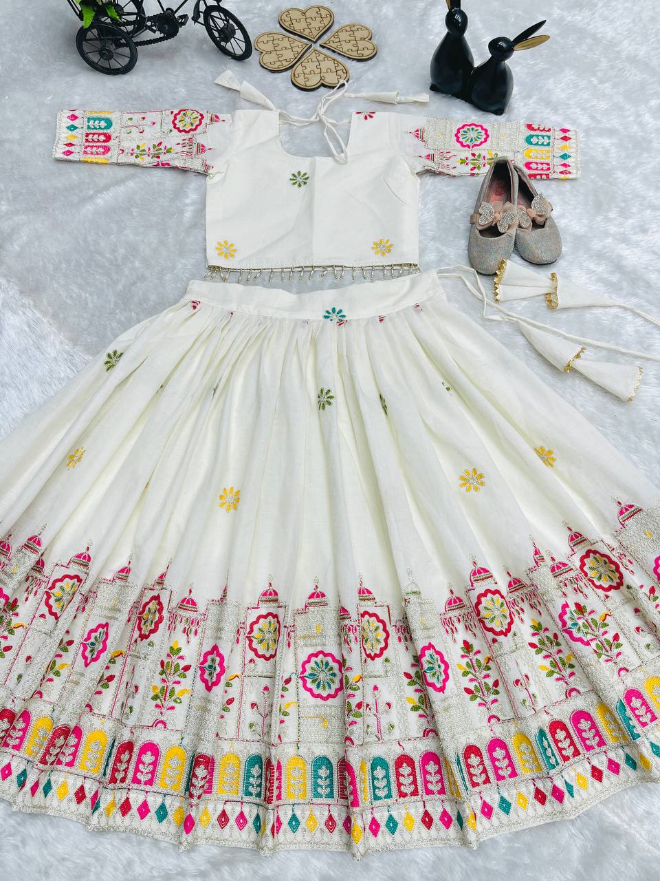 Girls Cotton Lehenga Choli with Dupatta – Embroidered Kids Ethnic Wear