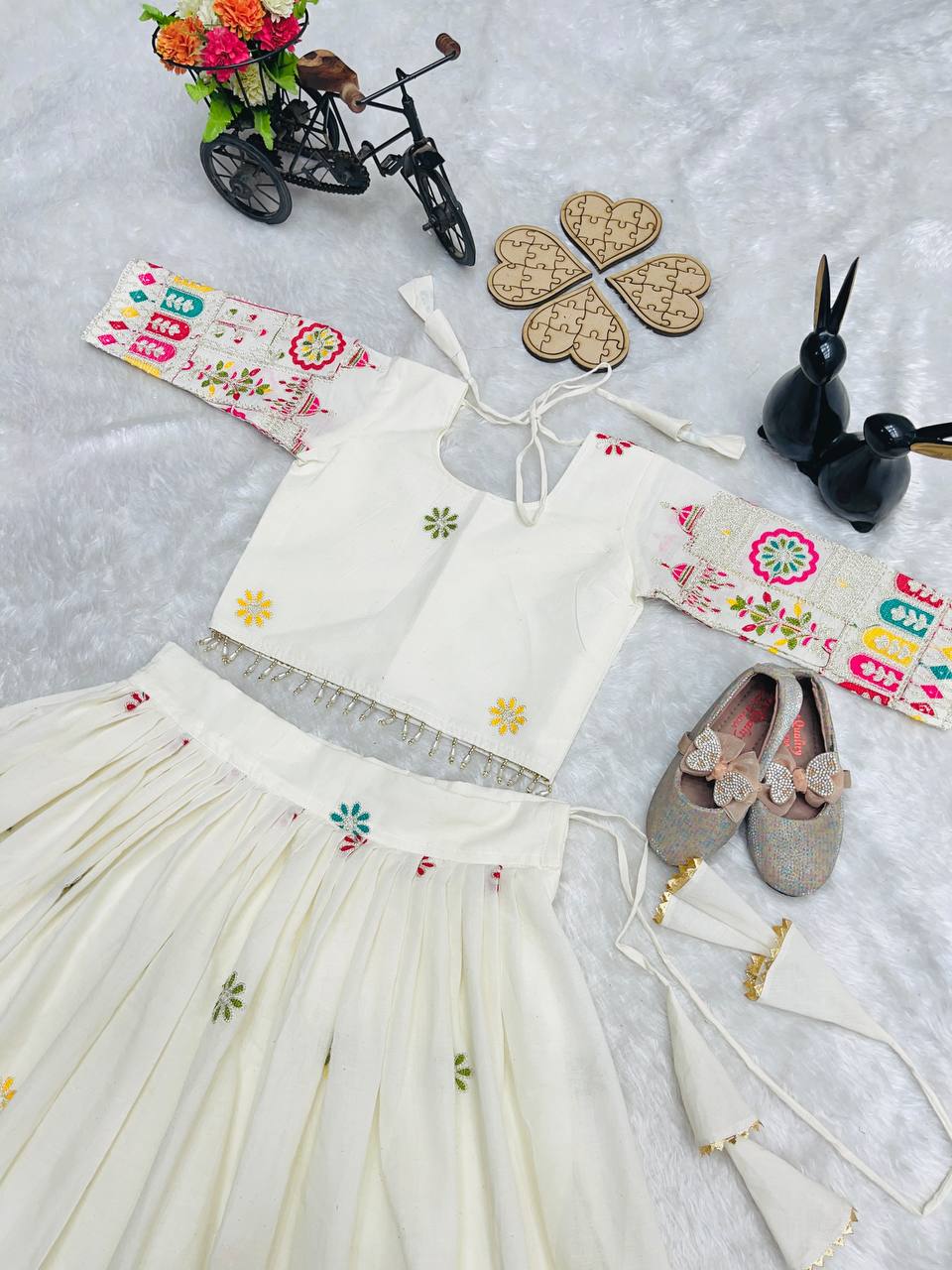 Girls Cotton Lehenga Choli with Dupatta – Embroidered Kids Ethnic Wear