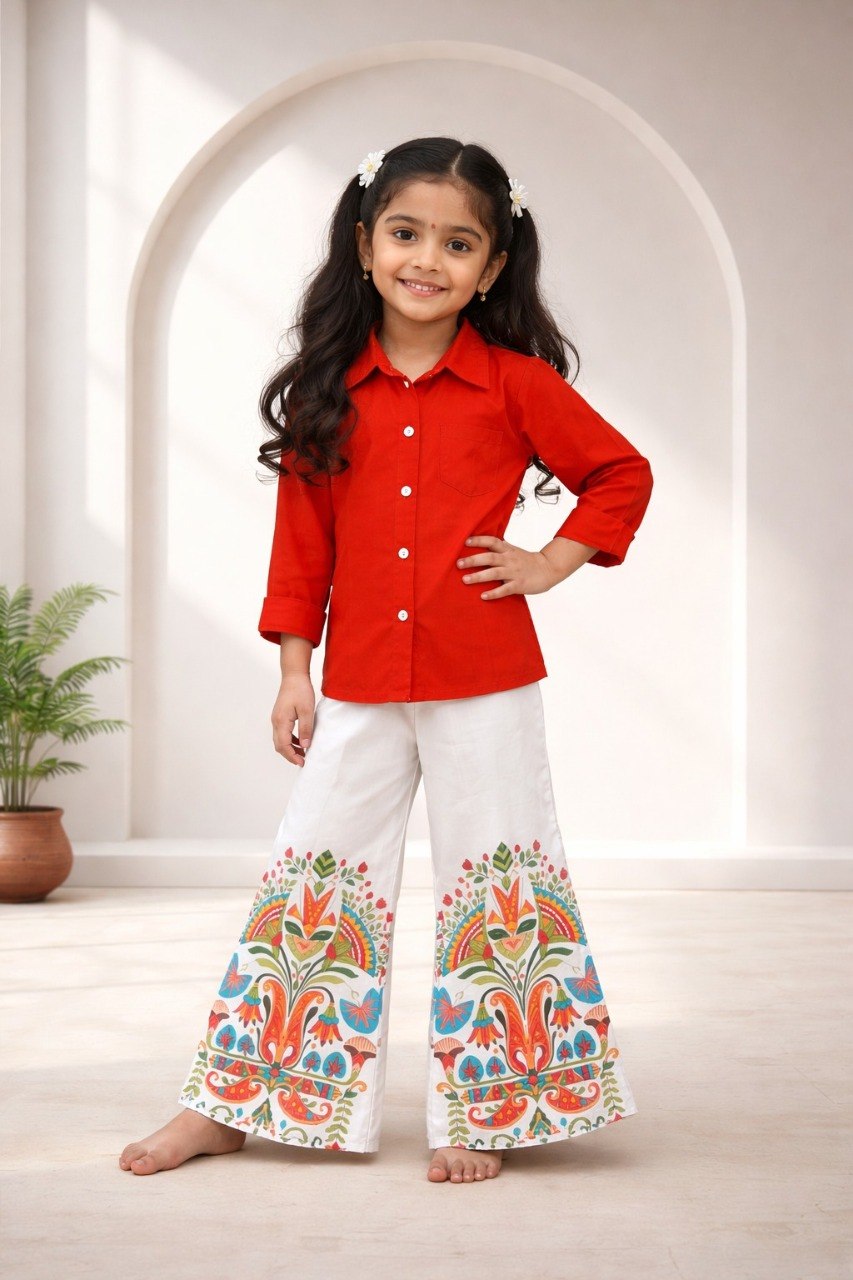 Trendy Two-Piece Printed Co-Ord Set for Girls