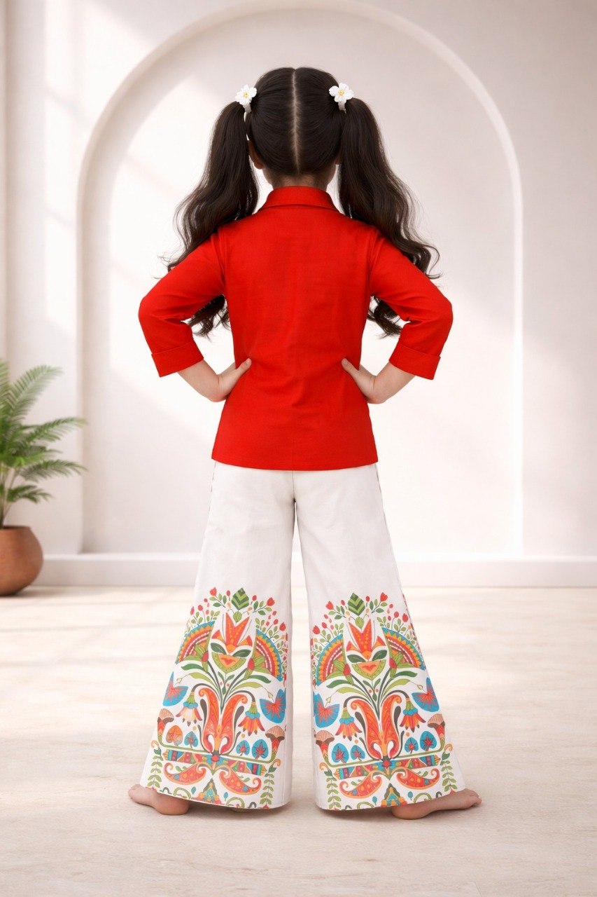 Trendy Two-Piece Printed Co-Ord Set for Girls