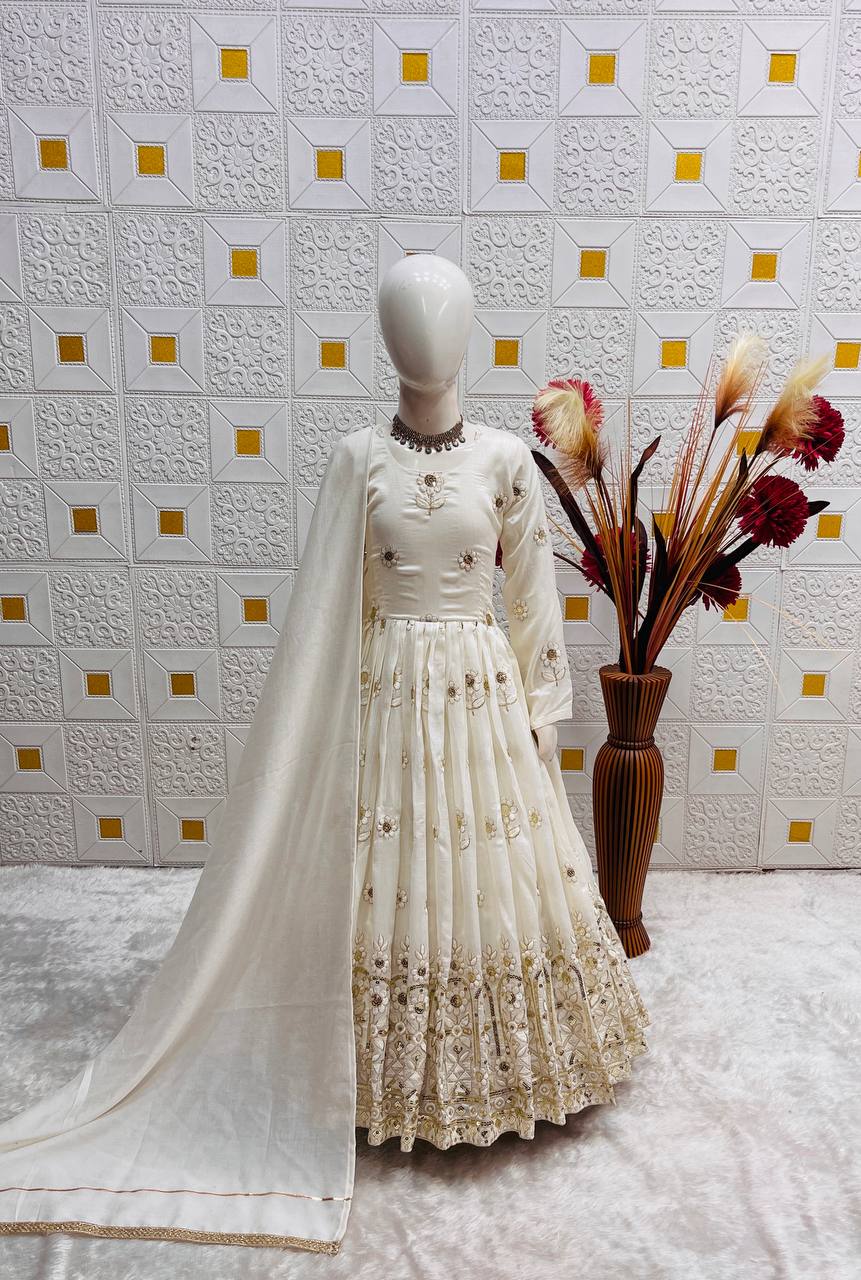 Girls Embroidered Party Wear Gown with Dupatta