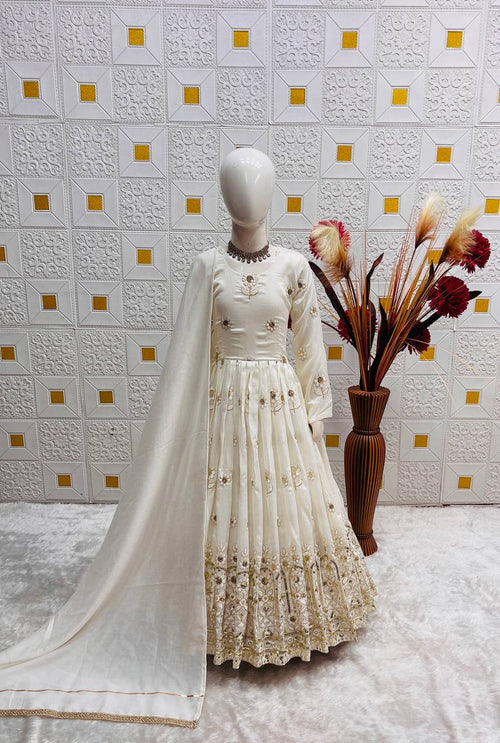Girls Embroidered Party Wear Gown with Dupatta