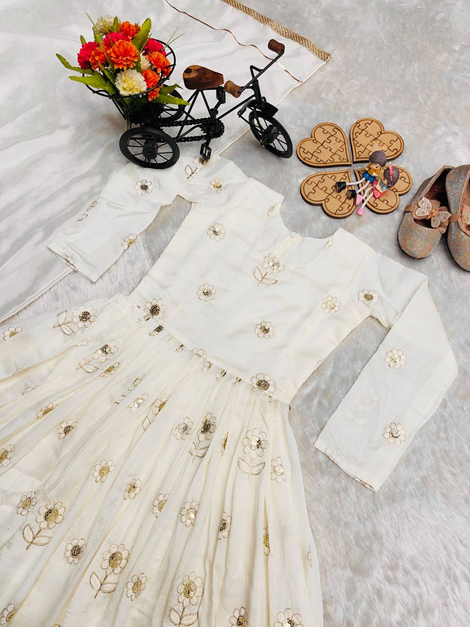 Girls Embroidered Party Wear Gown with Dupatta