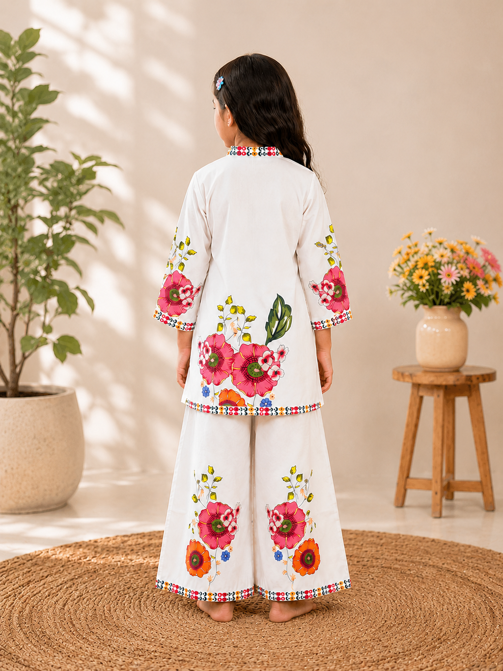 Girls Floral Printed Cord Set in Imported Fusigam Fabric