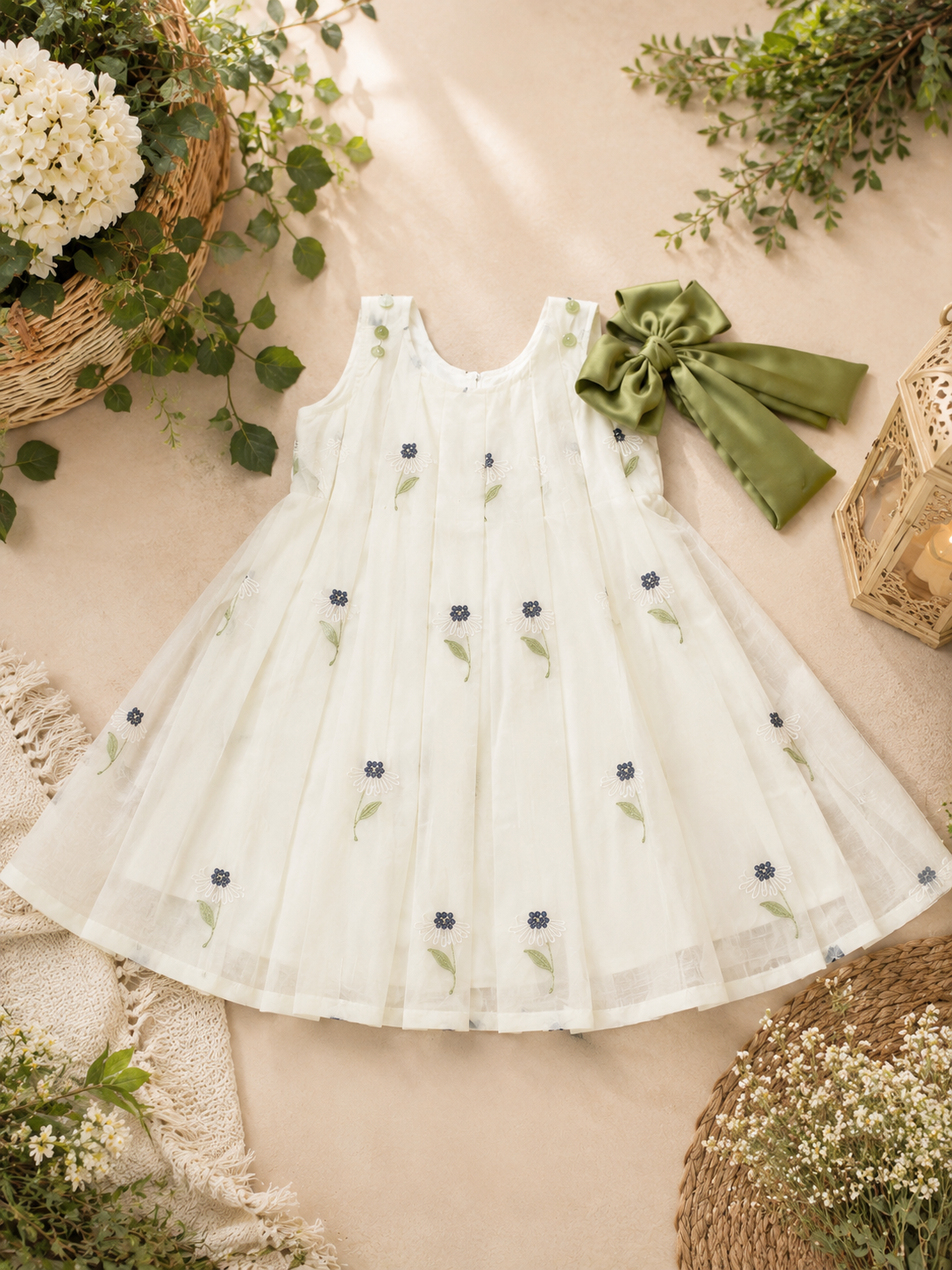 Elysia Floral Mul Chanderi Dress for Girls - Festive Wear