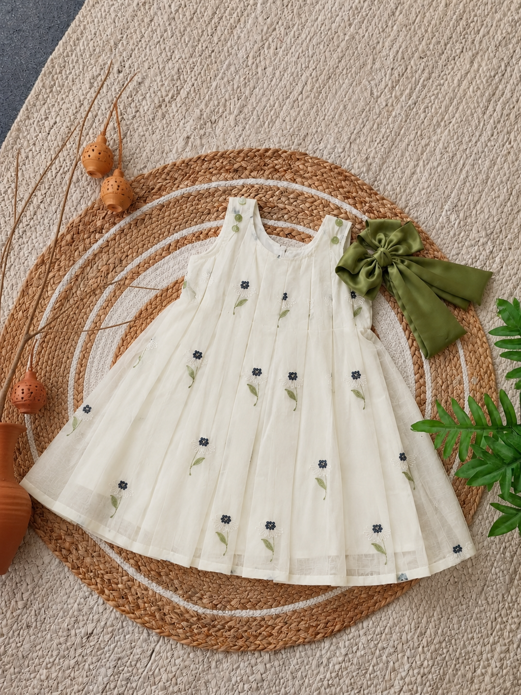 Elysia Floral Mul Chanderi Dress for Girls - Festive Wear