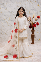 Girls Silk Sharara Set with Dupatta – Embroidered Party Wear