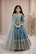 Girls Chinon Silk Digital Print Gown with Dupatta