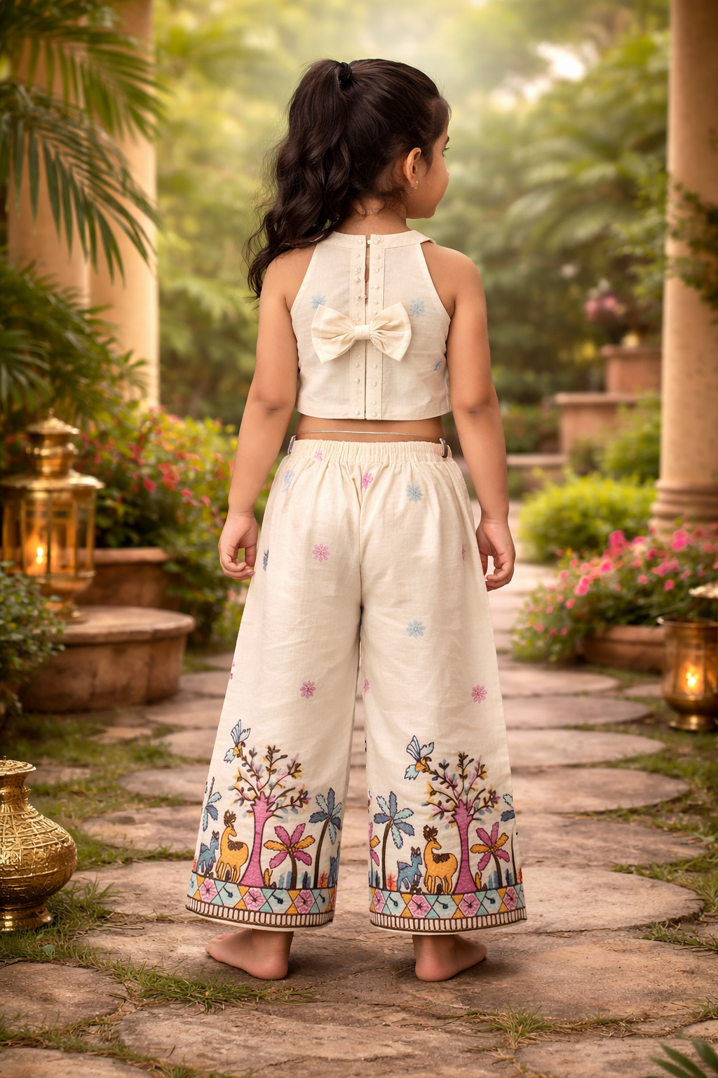 Girls Khadi Cotton Sleeveless Dress – Embroidered Kids Summer Outfit