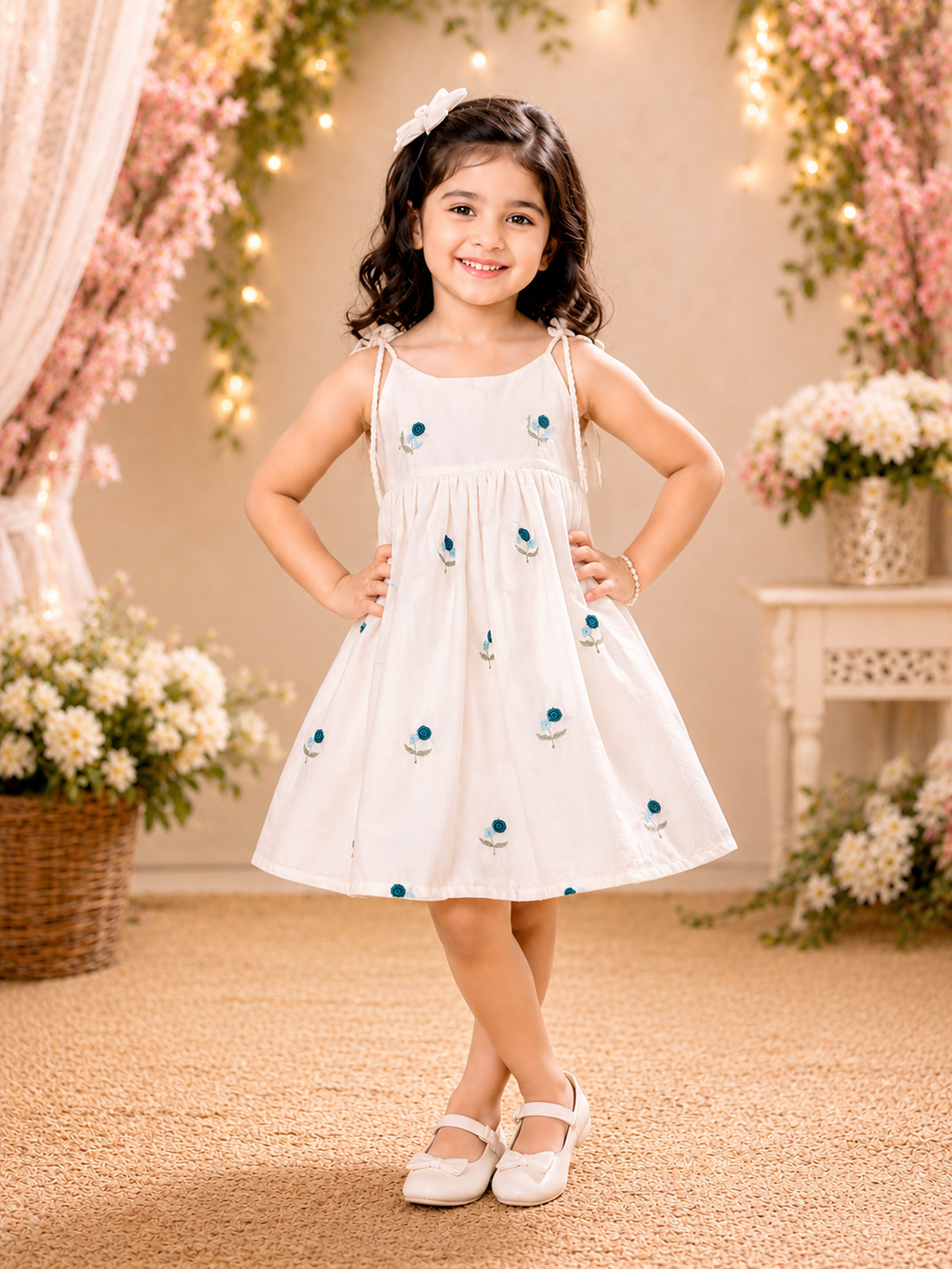 Aarohi Mul Chanderi Embroidered Girls Party Dress