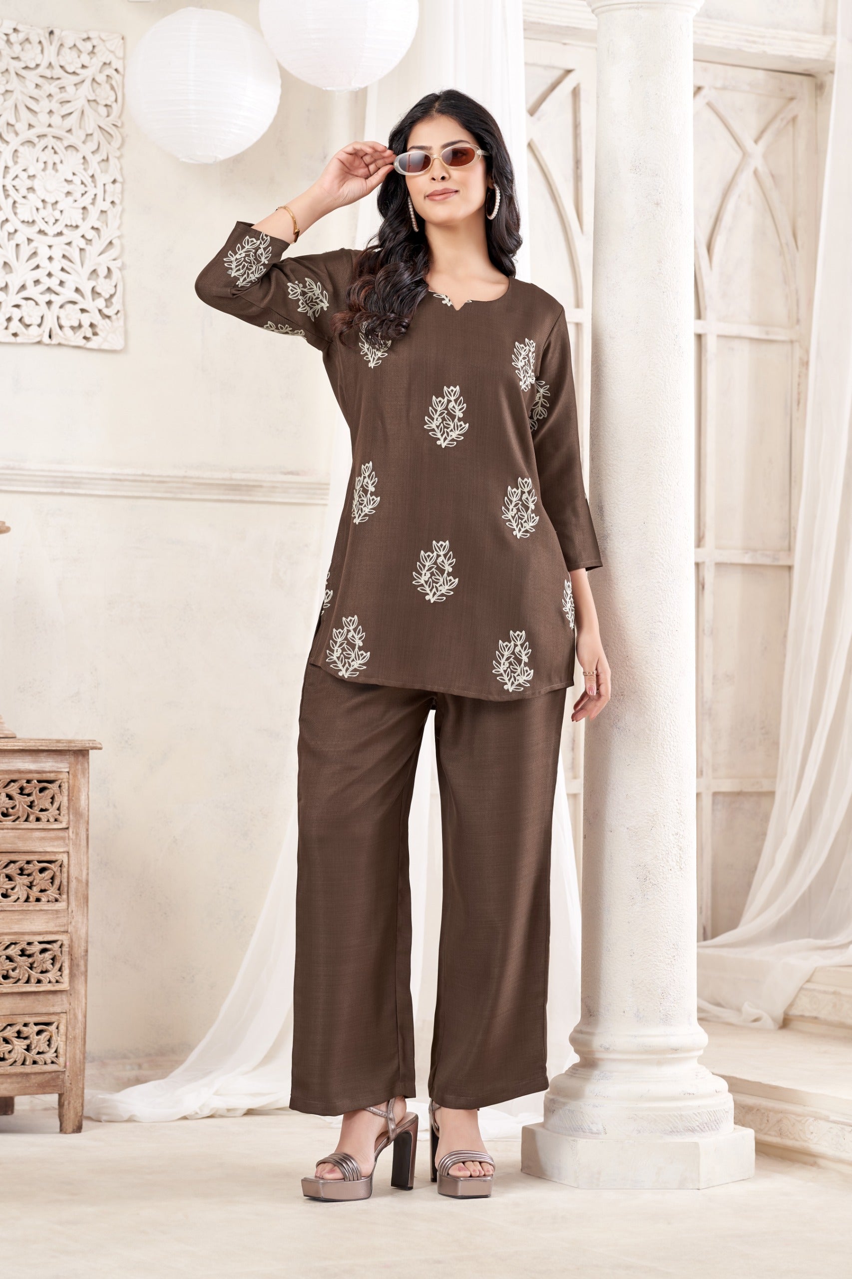 Women Premium Verican Cotton Co-Ord Set with Butta | Soft Breathable Casual Travel Lounge Wear