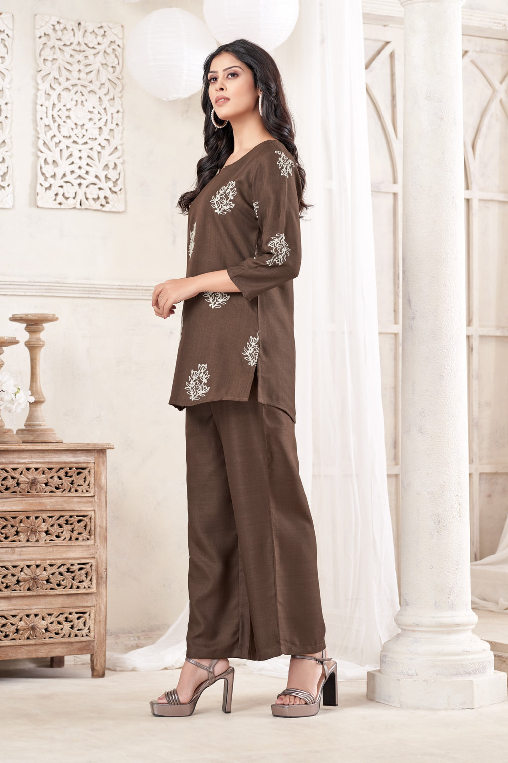 Women Premium Verican Cotton Co-Ord Set with Butta | Soft Breathable Casual Travel Lounge Wear