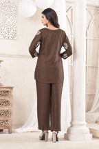 Women Premium Verican Cotton Co-Ord Set with Butta | Soft Breathable Casual Travel Lounge Wear