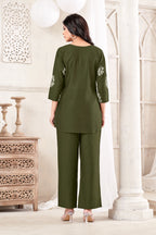 Women Premium Verican Cotton Co-Ord Set with Butta | Soft Breathable Casual Travel Lounge Wear