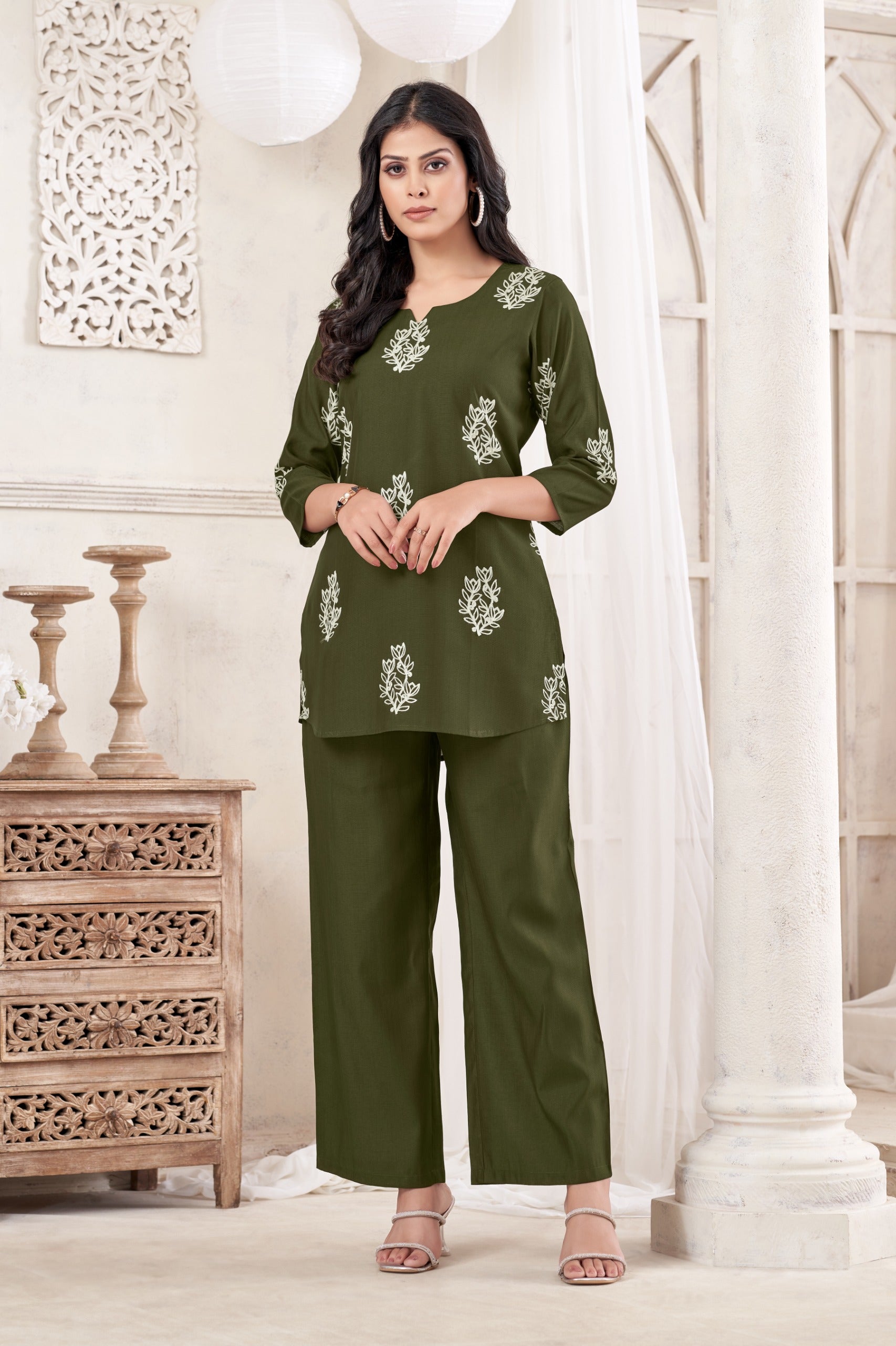 Women Premium Verican Cotton Co-Ord Set with Butta | Soft Breathable Casual Travel Lounge Wear