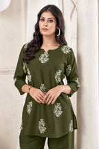Women Premium Verican Cotton Co-Ord Set with Butta | Soft Breathable Casual Travel Lounge Wear