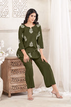 Women Premium Verican Cotton Co-Ord Set with Butta | Soft Breathable Casual Travel Lounge Wear