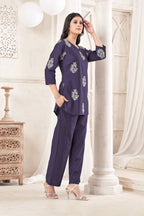 Women Premium Verican Cotton Co-Ord Set with Butta | Soft Breathable Casual Travel Lounge Wear
