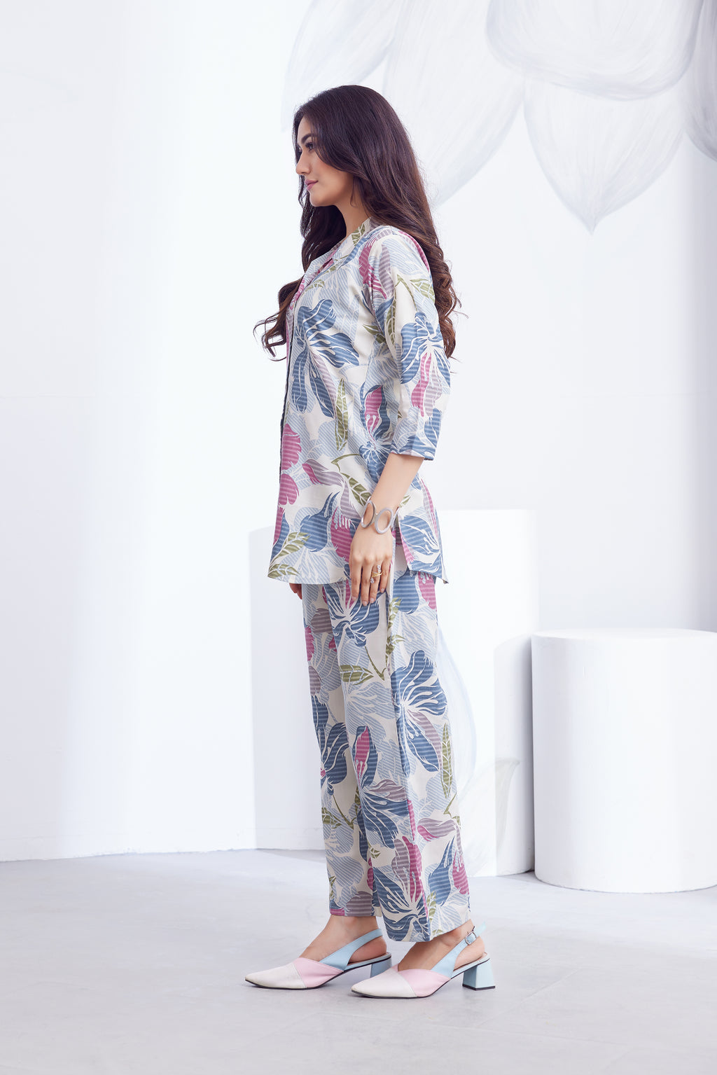 Women Diamond Linen Print Co-Ord Set | Premium Soft Breathable Casual Travel Lounge Wear