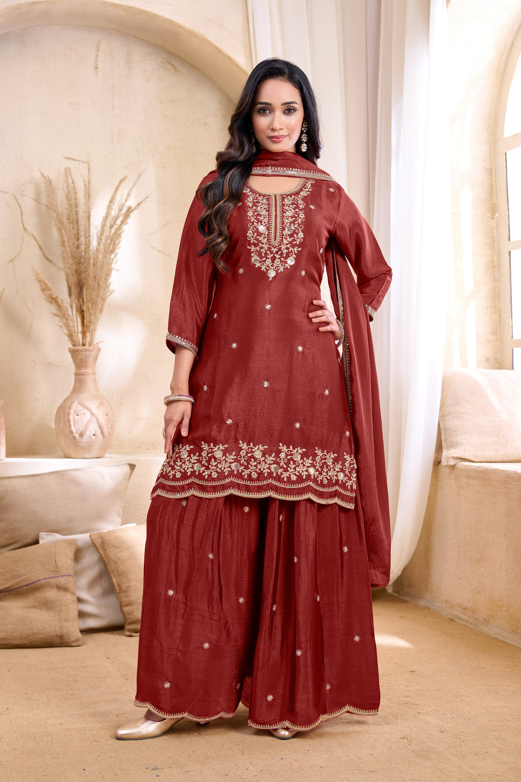 Women Silk Blend Anarkali Kurta Set with Dupatta