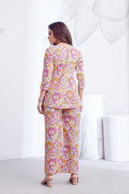 Women Diamond Linen Print Co-Ord Set | Premium Soft Breathable Casual Travel Lounge Wear