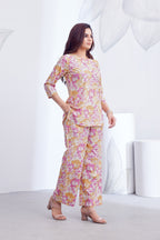 Women Diamond Linen Print Co-Ord Set | Premium Soft Breathable Casual Travel Lounge Wear