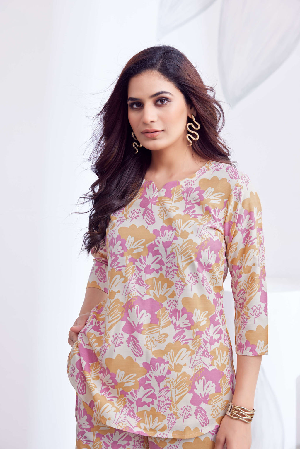 Women Diamond Linen Print Co-Ord Set | Premium Soft Breathable Casual Travel Lounge Wear