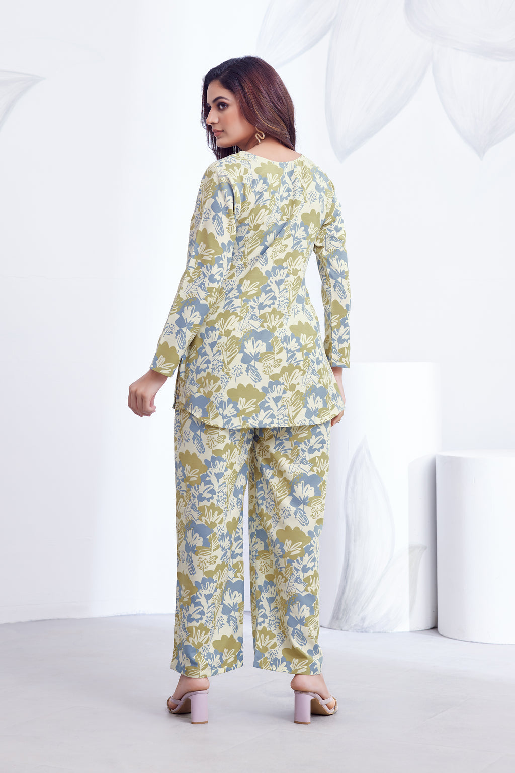 Women Diamond Linen Print Co-Ord Set | Premium Soft Breathable Casual Travel Lounge Wear