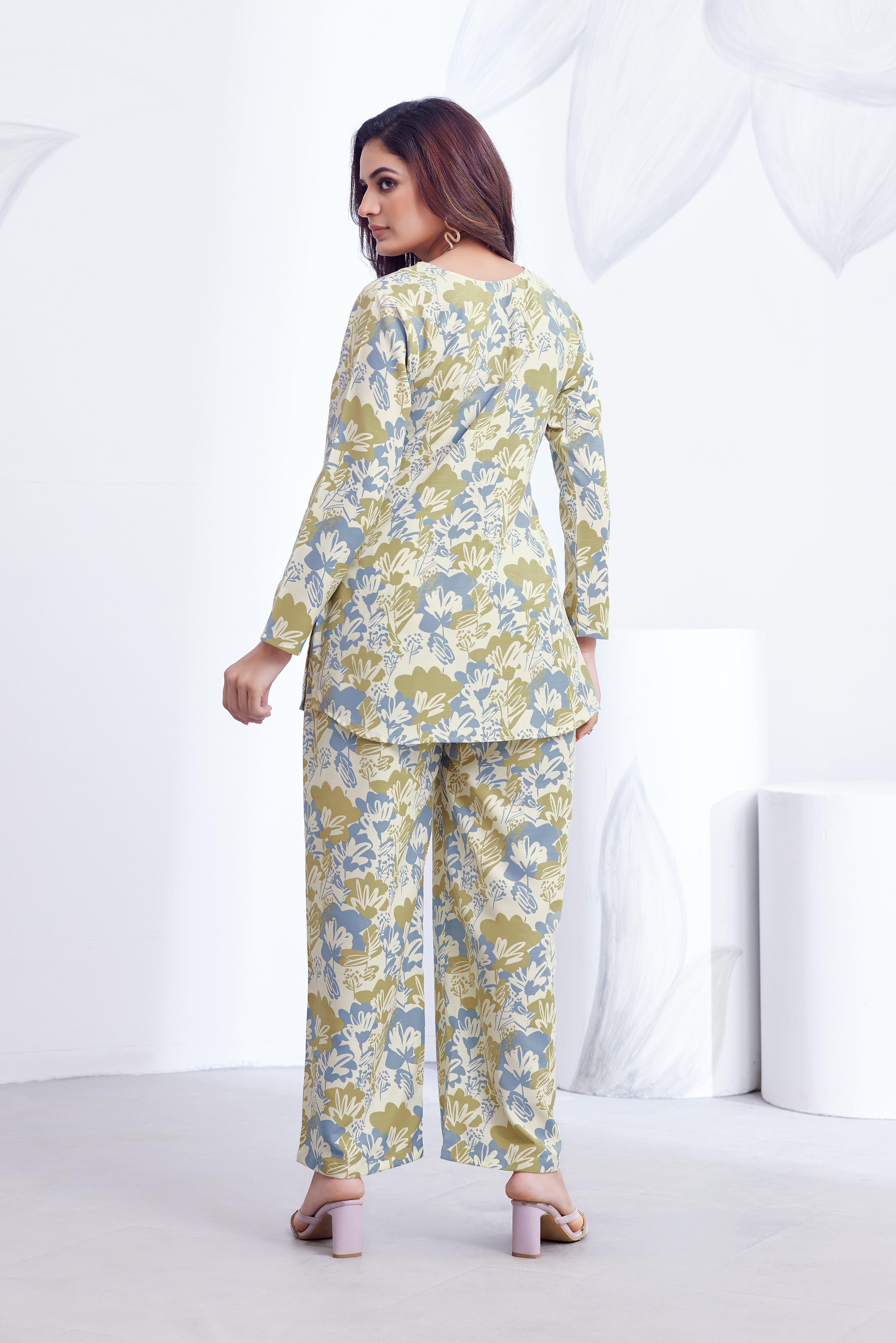 Women Diamond Linen Print Co-Ord Set | Premium Soft Breathable Casual Travel Lounge Wear